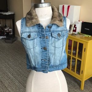 Girls Denim Fur Vest